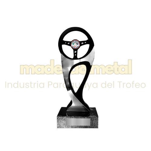 Imagen de Trofeo de Fibra de madera, laminado en Acero Inox - M1.5711
